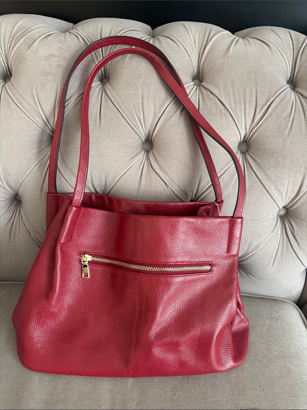 Women's Double-Strap Burgundy red Shoulder Bag